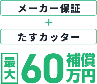 メーカー保証+たすカッター最大60万円補償